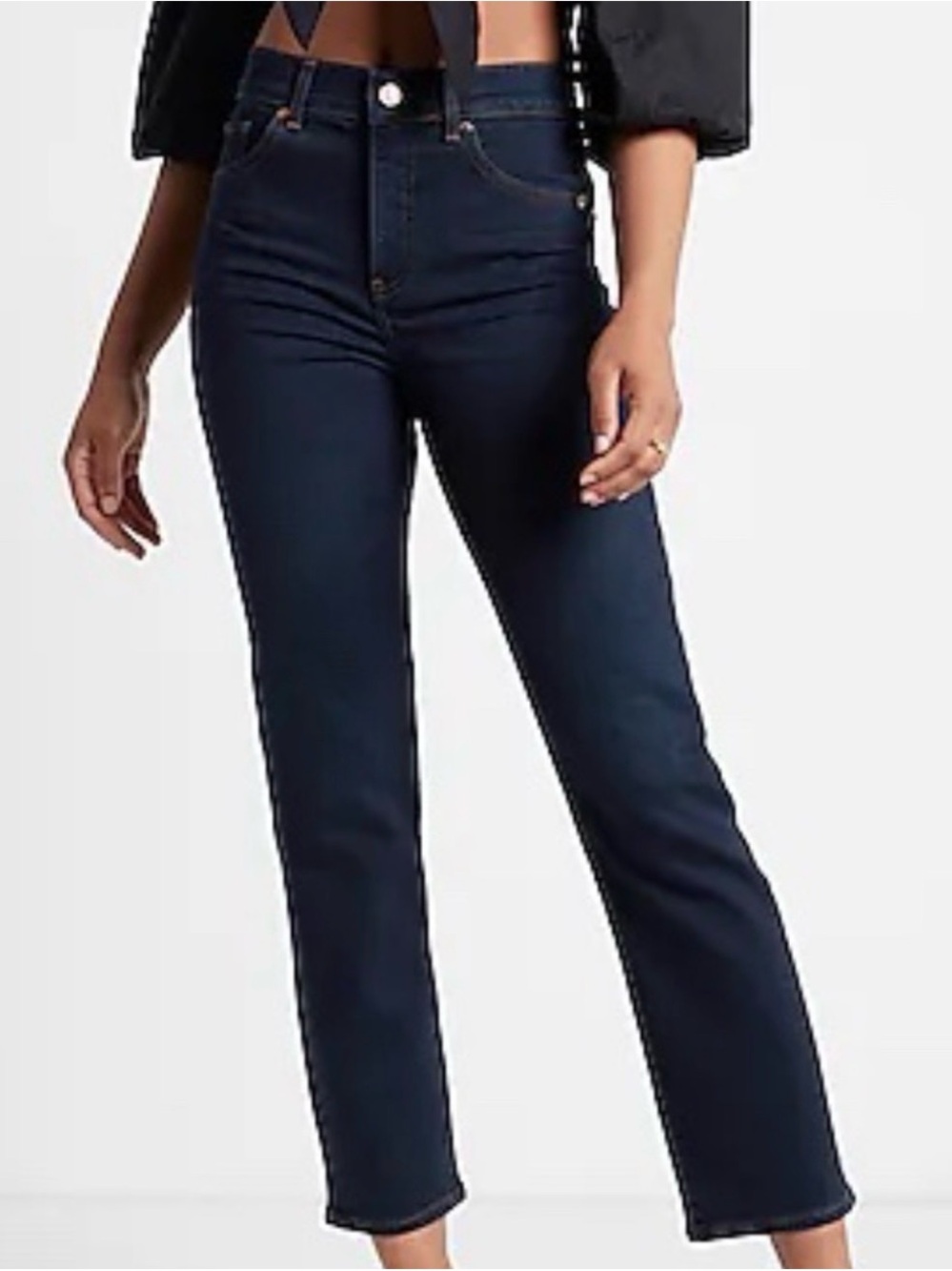 Express Cropped Straight High Rise Dark Indigo Ankle Jeans 4R